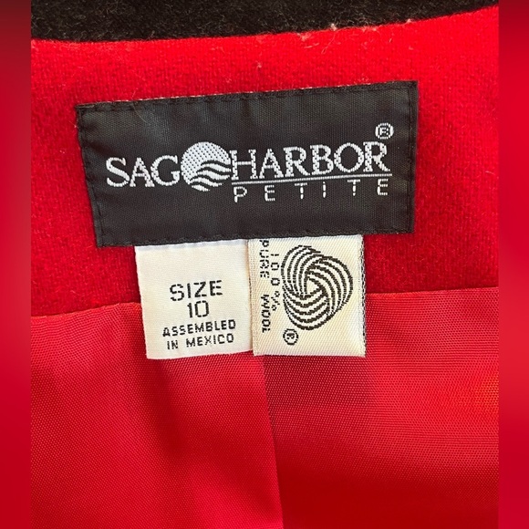 100% Wool Vintage 80's Sag Harbor Red Women's Blazer Suit Jacket Size‎ 10P - Picture 6 of 9